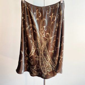 Ann Taylor Turquoise Silk Paisley Pull-On Skirt, Perfect Condition